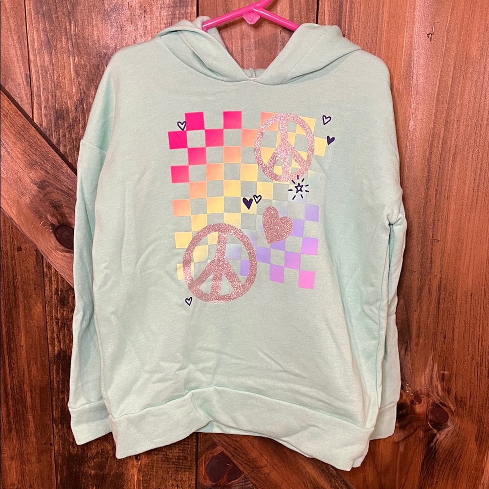 Kids Peace Sign Hoodie - Mint Green